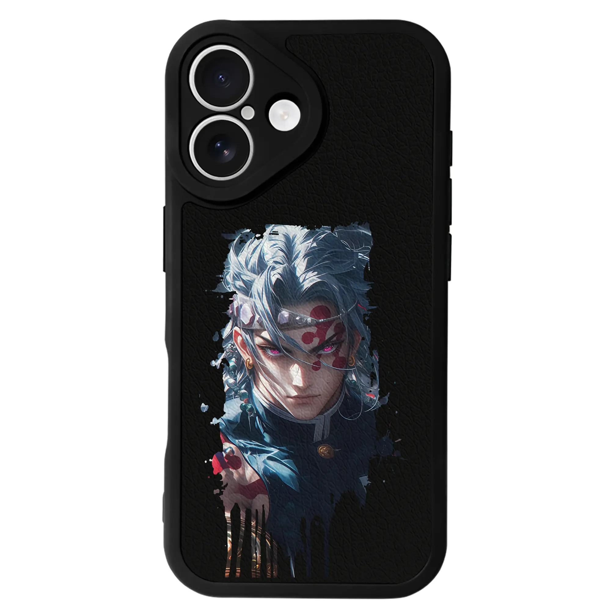 鬼滅の刃 グッズ,宇髄 天元 - IPhone 16シリーズ対応 ・ シリコンスマホケース ・ レザー調 ・ 高精度フィット ・ 耐衝撃 ・ ワイヤレス充電対応 ・ 精密カット